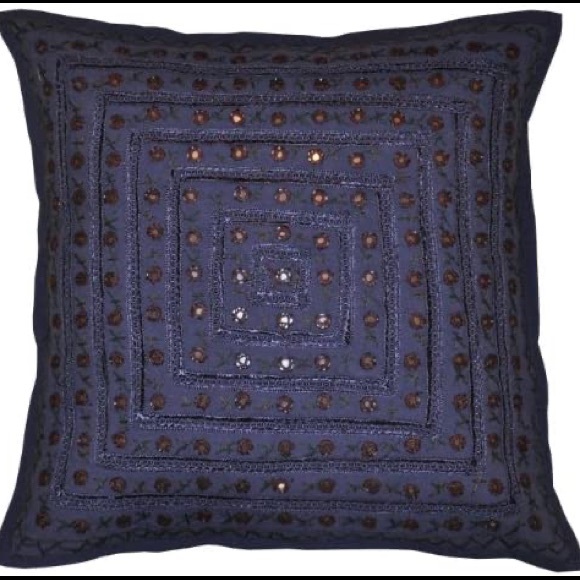 New Navy Blue Boho Embroidered covers (Set of 2) - Picture 7 of 15
